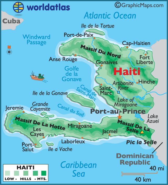 a map of the island of hatt in france with its capital and major cities