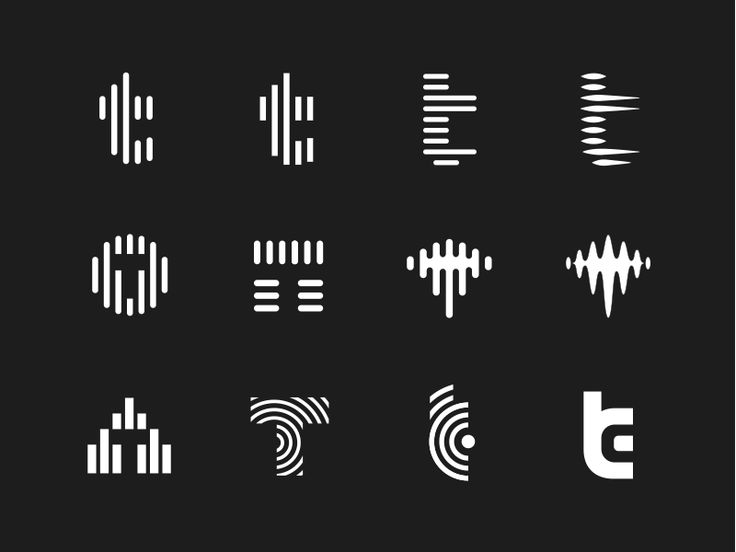 sound equalizer icons set on black background