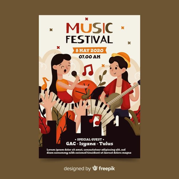 music festival poster with two people playing instruments