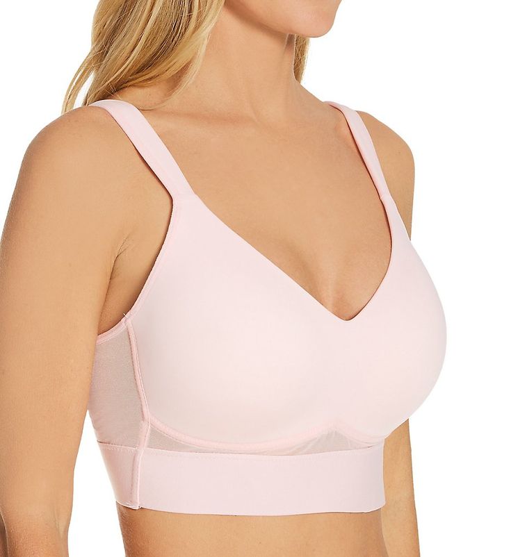 This bra makes your comfort a priority, with a wireless cup, padded straps and a wide stretch back that feels soft and flexible. Made from nylon, spandex, polyester and elastodiene. Contour/T-shirt cups are lightly padded for lift and wireless for all day comfort. Cups have a smooth microfiber overlay that lies flat under clothing for clean lines. Sleek V-neckline. Stretch mesh inset below cups at front. Wide elastic underband extends from the front to the back where it crosses over itself for b Stretch Shapewear Bra With Medium Bust Support, Supportive Light Support Push-up Bra, Stretch Camisole Nursing Bra With Removable Pads, Light Support Push-up Bra, Solid Camisole Bra With Light Support, Camisole Bra With Light Support, Medium Support Stretch Sports Bra Shapewear, Light Support Stretch Push-up Sports Bra, Stretch Sports Bra With Medium Bust Support