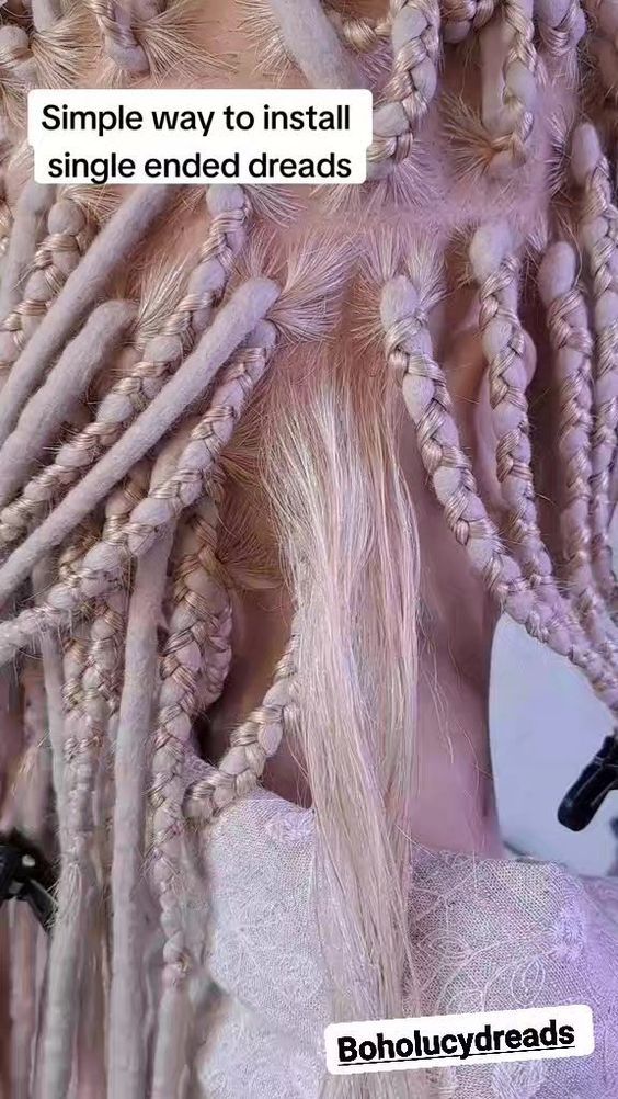 Synthetic Dreads On Short Hair, How To Install Single Ended Dreads, How To Install Synthetic Dreads, Dreadlock Sectioning Chart, Blonde Dread Extensions, De Dreads Install, Single Ended Dreads Install, Partial Dreads Placement Short Hair, Installing Dread Extensions