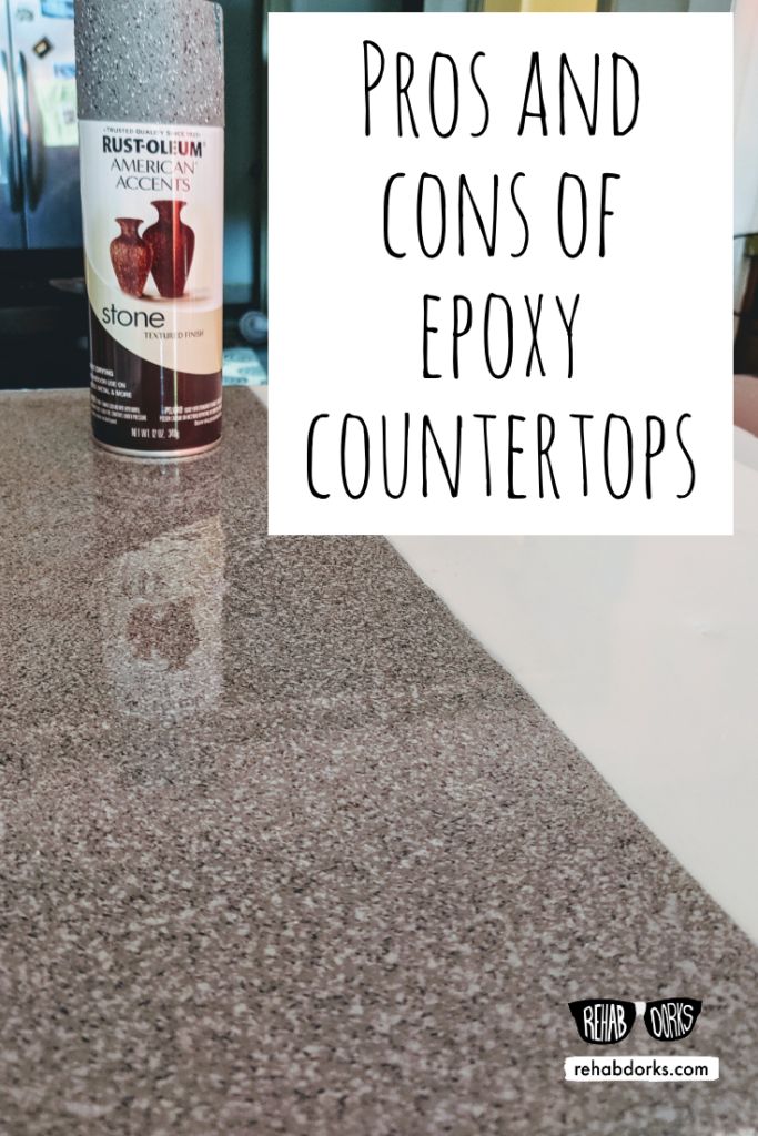 a counter top with the words pros and cons of epox counters