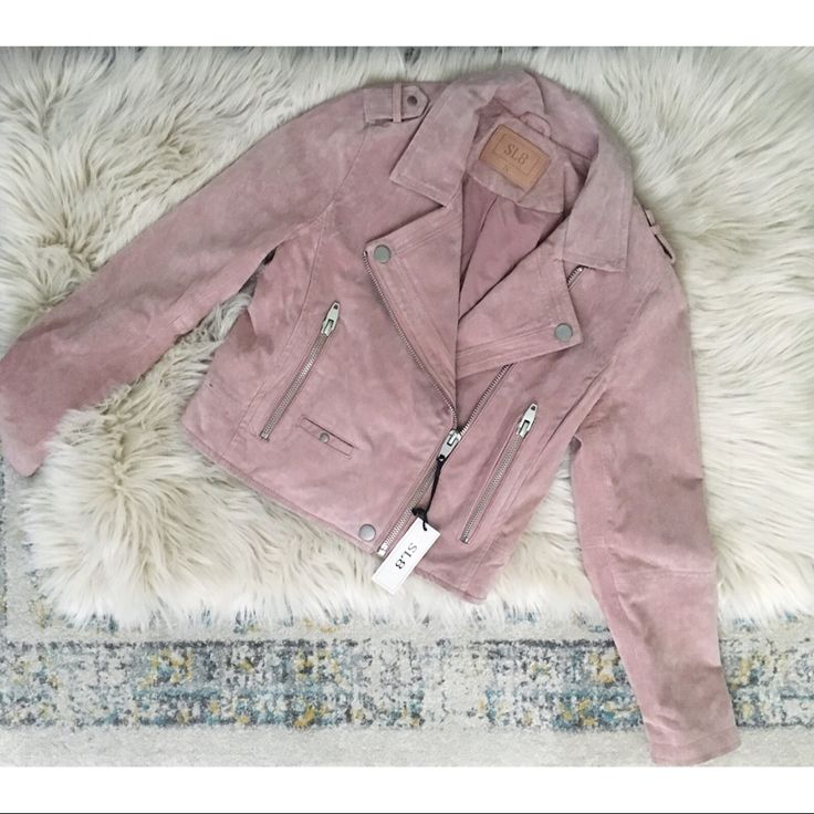 This A A Genuine Leather Suede Moto Styled Jacket In A Mauve-Y Pink With Brushes Silver Hardware. I Purchased This As Is And Haven’t Worn It. This Has Some Wear From The Store But Just Needs A Dry Cleaning- I Was Going To Do That Had I Decided To Keep It But I Thought Not To As To Not Put Even More Money Into Something I’m Not Going To Keep. It’s Beautiful In Shape And Color. Fits True To Size And I’m Happy To Answer Any Questions! Free Gift With Purchase On Top Of My Usual Freebie Offer Chic Pink Leather Jacket With Zipper Closure, Trendy Pink Leather Jacket For Spring, Casual Pink Leather Jacket For Fall, Pink Leather Jacket With Zipper Closure And Long Sleeves, Pink Leather Jacket With Zipper For Fall, Pink Leather Jacket With Zipper Closure For Fall, Pink Biker Outerwear With Zipper Closure, Chic Pink Leather Jacket For Spring, Chic Pink Biker Jacket For Spring