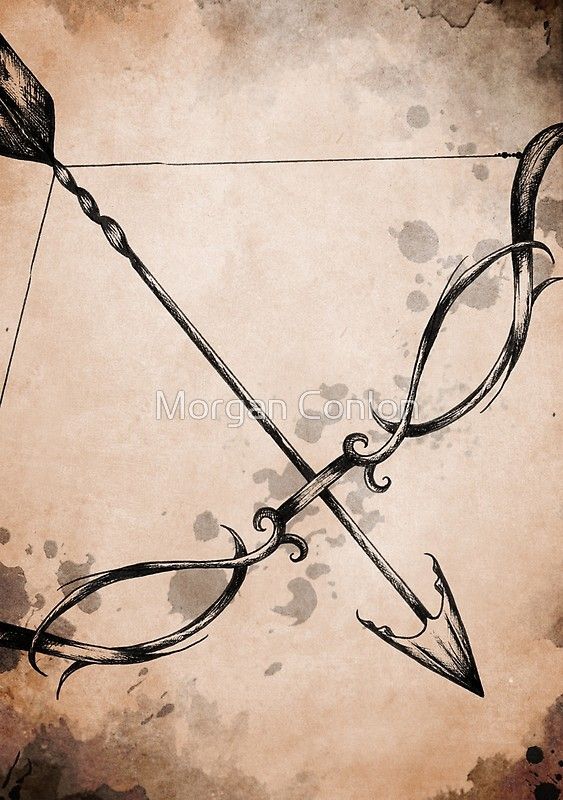 an artistic drawing of a bow and arrow