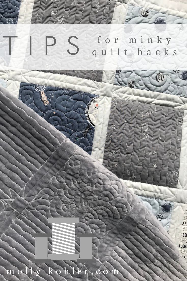 an image of quilts with the words tips for minky quilt backs on it