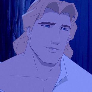 an animated man with blonde hair and blue eyes