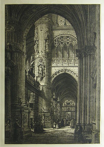 an old black and white drawing of a cathedral