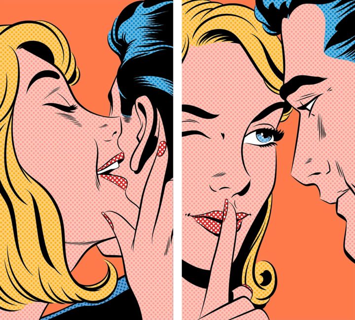 two people are kissing each other in pop art