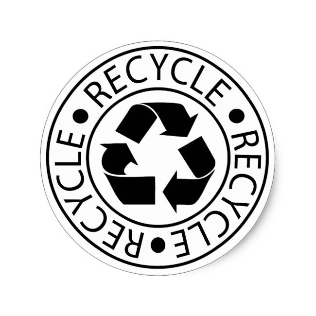 the recycle logo is shown in black and white