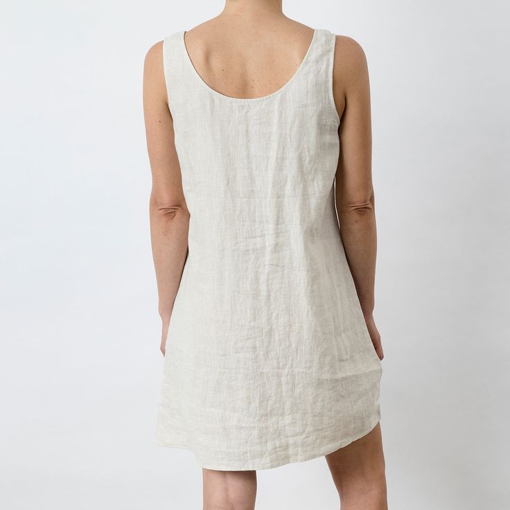 A sleeveless lounge dress with a relaxed fit, the Hana Linen Dress is a light and easy-wearing addition to your day to day apparel. Relaxed Summer Dress For Daywear, Cotton Sleeveless Mini Dress For Loungewear, Sleeveless Relaxed Fit Sundress, Casual Sleeveless Mini Dress With Relaxed Fit, Sleeveless Summer Sundress For Loungewear, Sleeveless Summer Loungewear Dresses, Sleeveless Sundress For Loungewear, Chic Sleeveless Dress With Relaxed Fit, Unlined Sleeveless Dress For Daywear