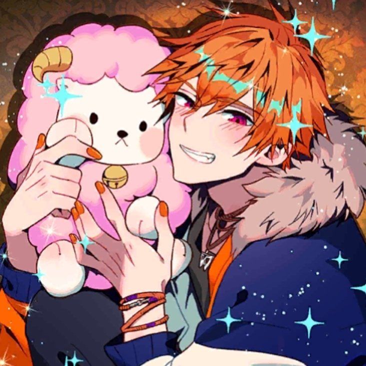 two anime characters hugging each other with stars in the sky behind them, one holding a teddy bear