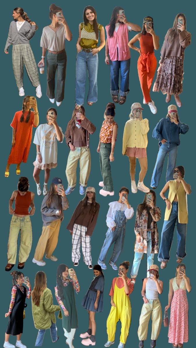 a few of my outfits, outfit inspo, what to wear, spring outfit, outfit ideas, summer fashion Colorful Tomboy Outfits, Mismatch Outfit Ideas, Queer Summer Fashion, Queer Style, Eclectic Outfits, 2025 Goals, Collage Outfits, Outfit Ideas Summer, Real Bodies