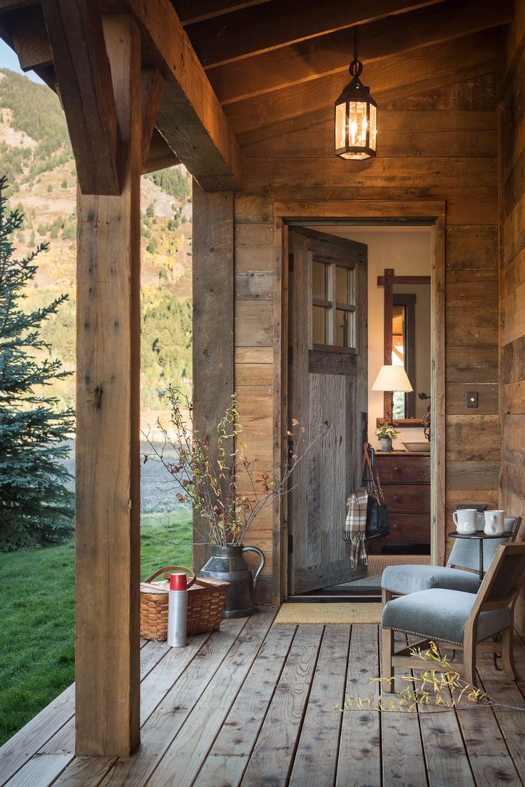 cozy cabin entryway in teton village, wyoming Wooden Door Frames, Cabin Porches, Rustic Porch, Wooden Porch, Rustic Aesthetic, Door Frames, Mountain Living, Rustic Cabin Decor, Jackson Hole