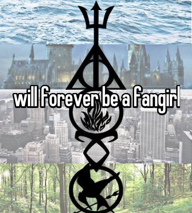 the words will forever be a fangir in front of an image of a city