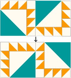 an image of the same pattern as shown in two different pictures