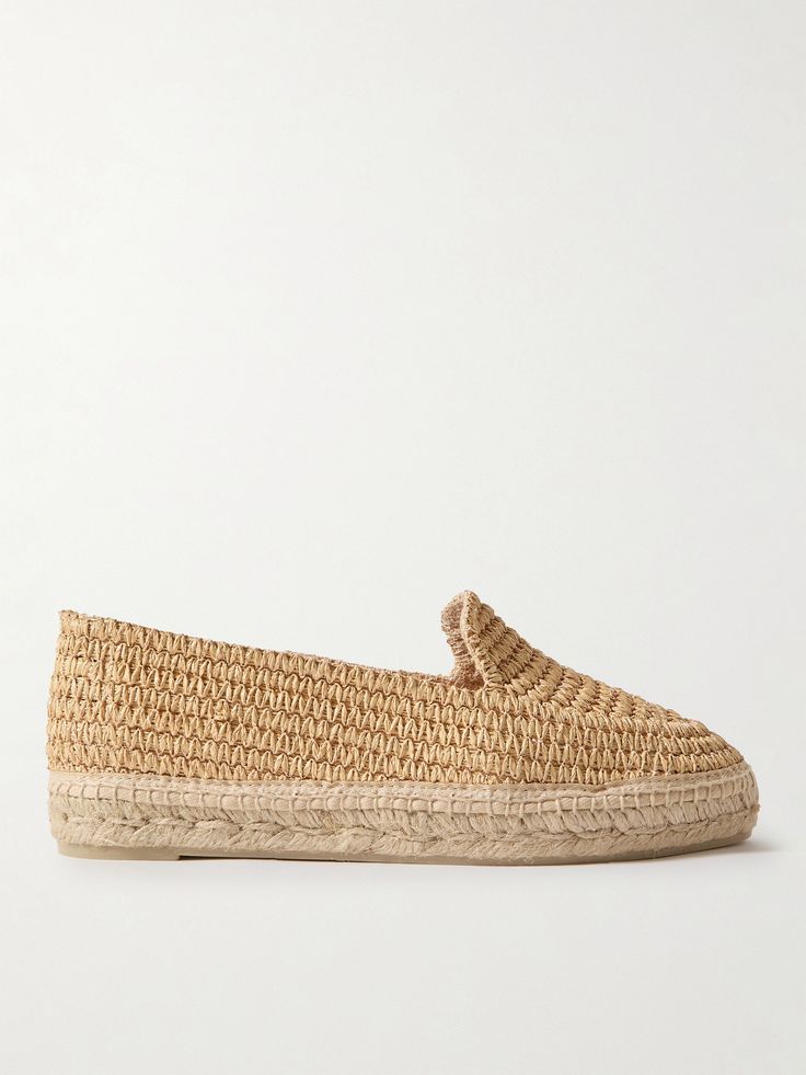 Castañer's 'Joaquina' espadrilles are entirely woven from raffia, grounding your outfit with their earthy, summery texture. Ideal in balmy climates, the weave makes them comfortably light and airy, too. Vacation Woven Leather Slip-on Espadrilles, Vacation Woven Jute Espadrilles, Beige Woven Leather Espadrilles For Spring, Spring Beige Woven Leather Espadrilles, Casual Woven Leather Espadrilles With Round Toe, Casual Woven Leather Espadrilles, Jute Espadrilles With Woven Sole And Round Toe, Casual Beige Woven Leather Espadrilles, Casual Beige Espadrilles With Woven Leather