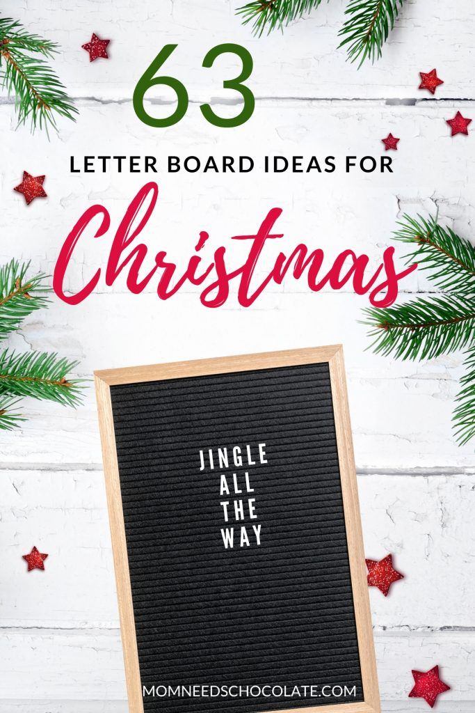 a chalkboard with the text 63 letter board ideas for christmas