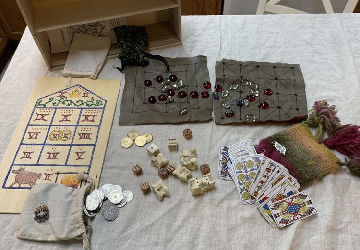 the table is covered with buttons and other items