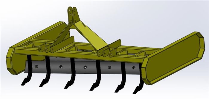 the front end of a large green plow