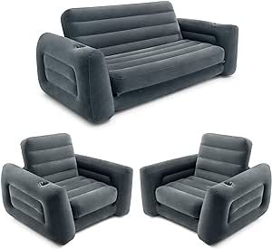 four different styles of inflatable chairs and couches