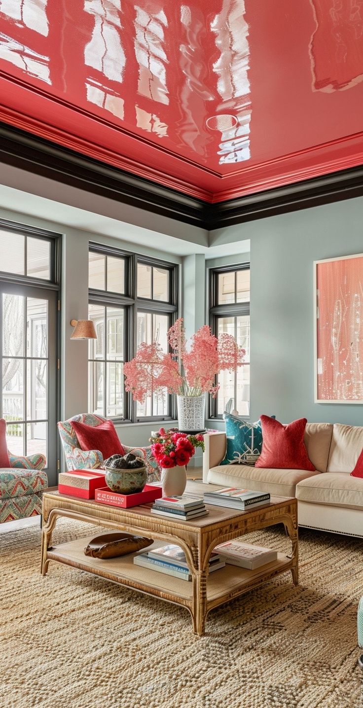 a living room filled with furniture and lots of windows