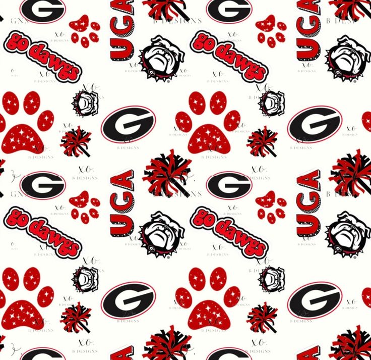 an image of the university of georgia football team's paw prints on white fabric