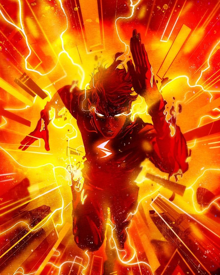 an image of a man in the middle of a fire and lightning scene with his hands up