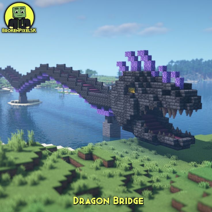 Cool Bridges In Minecraft, Dragon Bridge Minecraft, What Build In Minecraft, Minecraft Theme Builds, Dragon Builds Minecraft, Minecraft Builds Bridge, Minecraft Building Themes, Minecraft Bridges Ideas, Minecraft World Themes