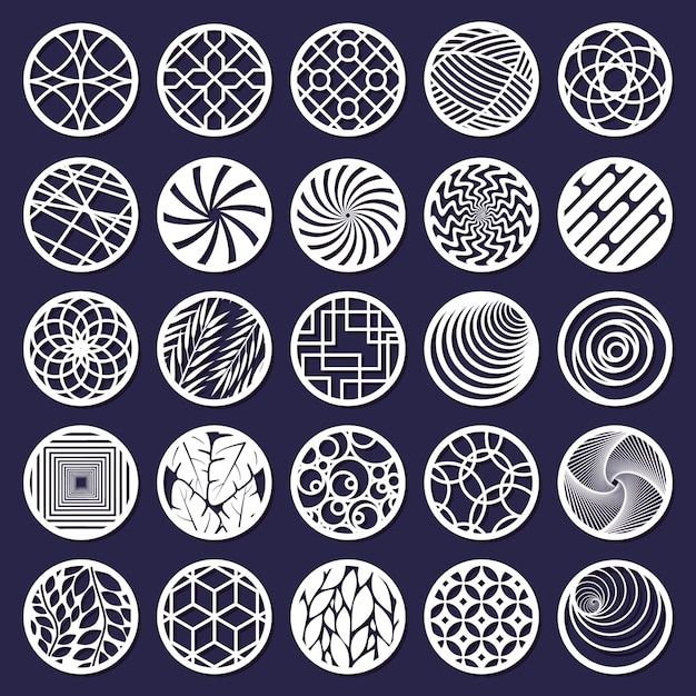 a set of nine circular designs in white on a blue background illustration by person, via flickr