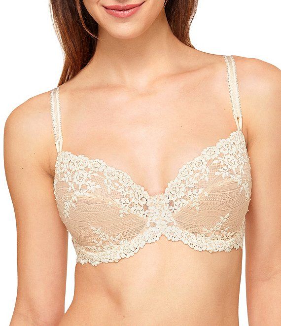 Wacoal Embrace Lace Floral Underwire Bra | Dillard's Elegant Mesh Bra With Padded Cups, Elegant Full Coverage Nylon Bra, Elegant Nylon Bra With Padded Cups, Elegant Nylon Push-up Bra, Floral Lace Pattern, Bra Items, Lace Underwire, Bra Lace, The Embrace