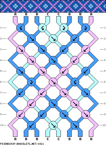 the pattern is shown in blue and pink