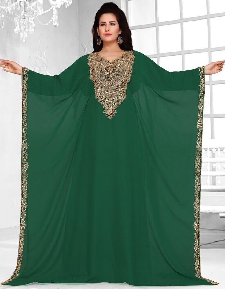 Beautiful 😉 Two side open farasha neck embroidered 👗 Buy latest Embroidered Kaftan which are made up from best quality fabrics with latest styles from our large collections at https://bit.ly/3eafqPe Shop Now : https://bit.ly/3uvnX6m Buy online @ $76.95 #kaftan #kaftans #kaftandubai #kaftanindia #kaftanmuslim #arabicattire #arabicattirekaftan #arabicattirecaftan Dubai Kaftan Dress, Muslim Women Clothing, Wedding Dress Elegant, Kurta Cotton, Modest Evening Dress, Kaftan Designs, Long Length Dresses, Long Gowns, Open Abaya