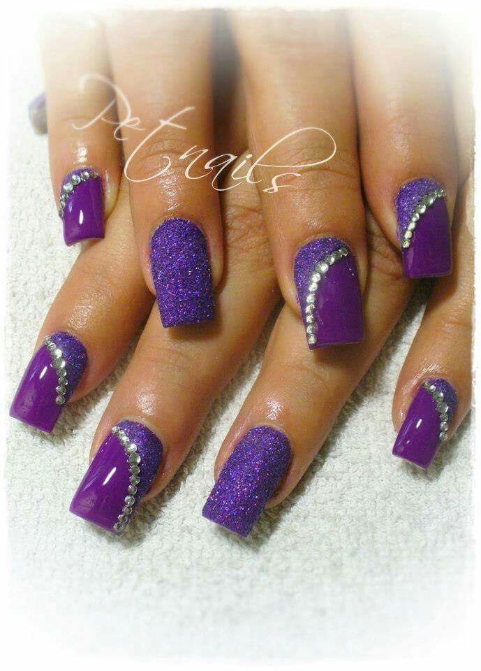 Vegas Nails Ideas, Dark Purple Nails, Purple Ombre Nails, Vegas Nails, Neon Nail Designs, Purple Nail Art, Purple Acrylic Nails, Gel Nail Art Designs, Fancy Nails Designs