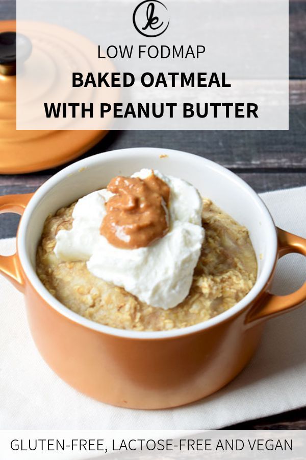 baked oatmeal with peanut butter in an orange bowl