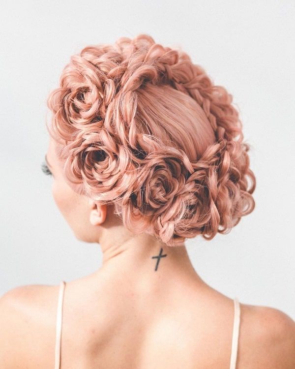 Flower Braided Hairstyles, Braided Prom Hairstyles Updo, Flower Updo Hairstyles, Flower Braid Hairstyles, Roses Hairstyle, Flower Updo, Braided Rose Hairstyle, Hairstyles Flower, Rose Hairstyle