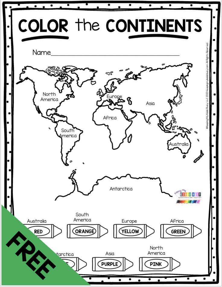 the map of the world with words and pictures to color