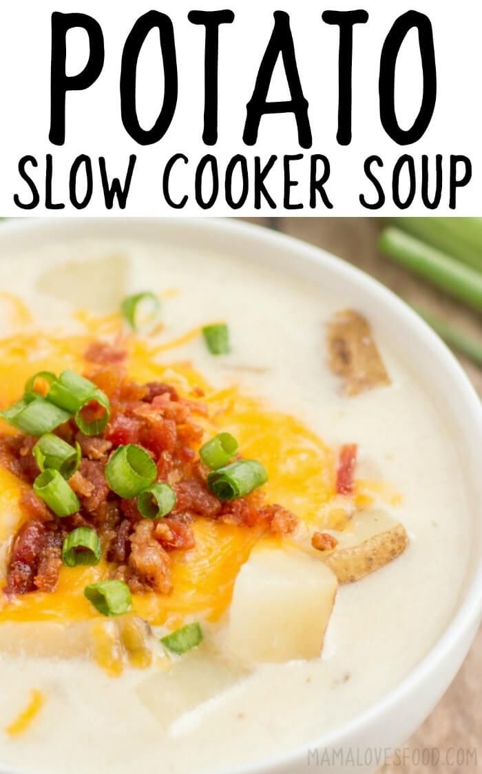 potato slow cooker soup in a white bowl