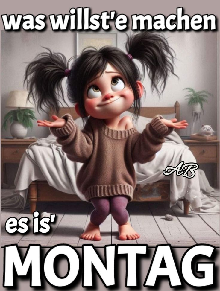 an image of a cartoon character with caption that reads, was wilt'e machen es is montag?