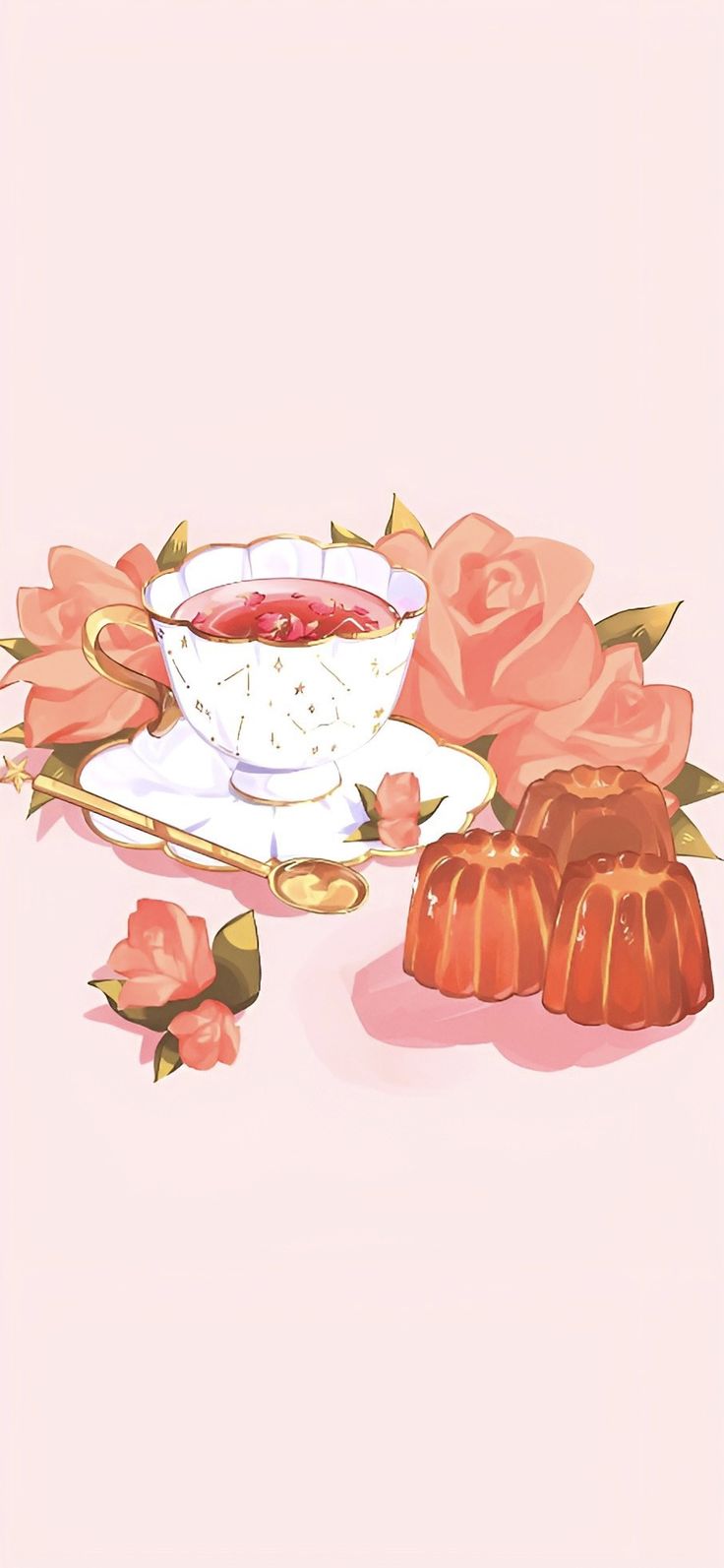 there is a tea cup and saucer with roses on the table next to it