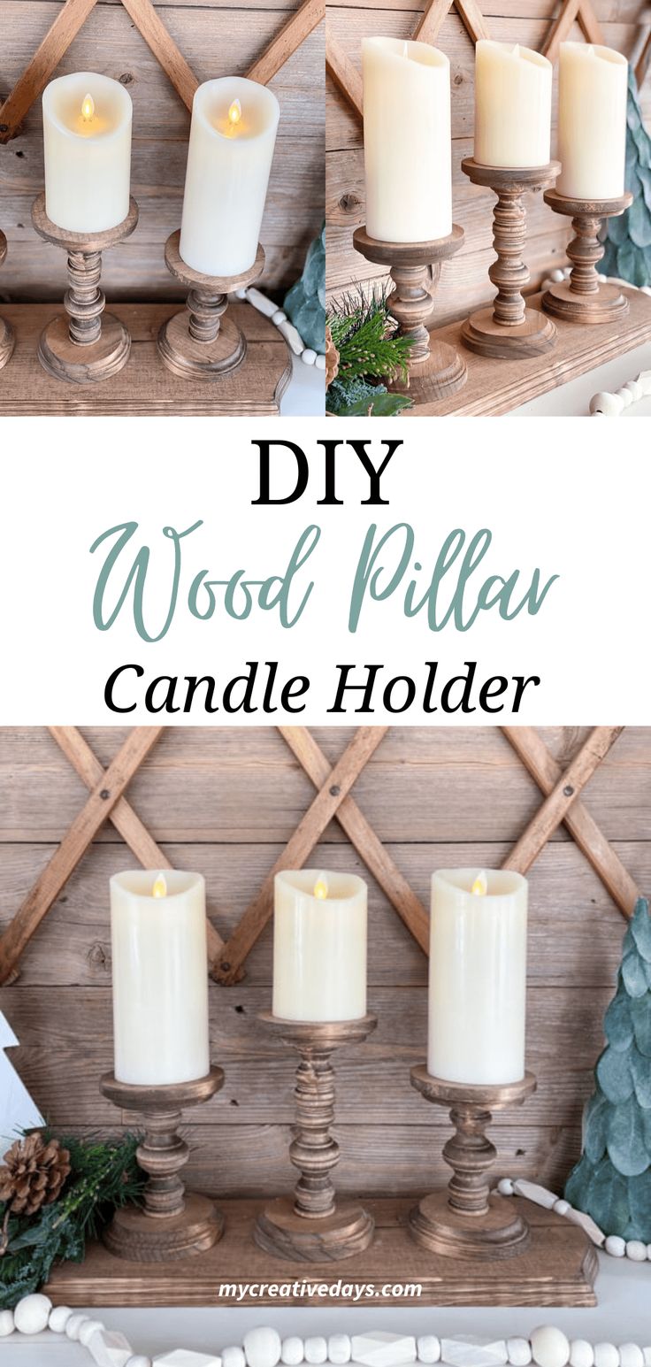 diy wood pillar candle holder