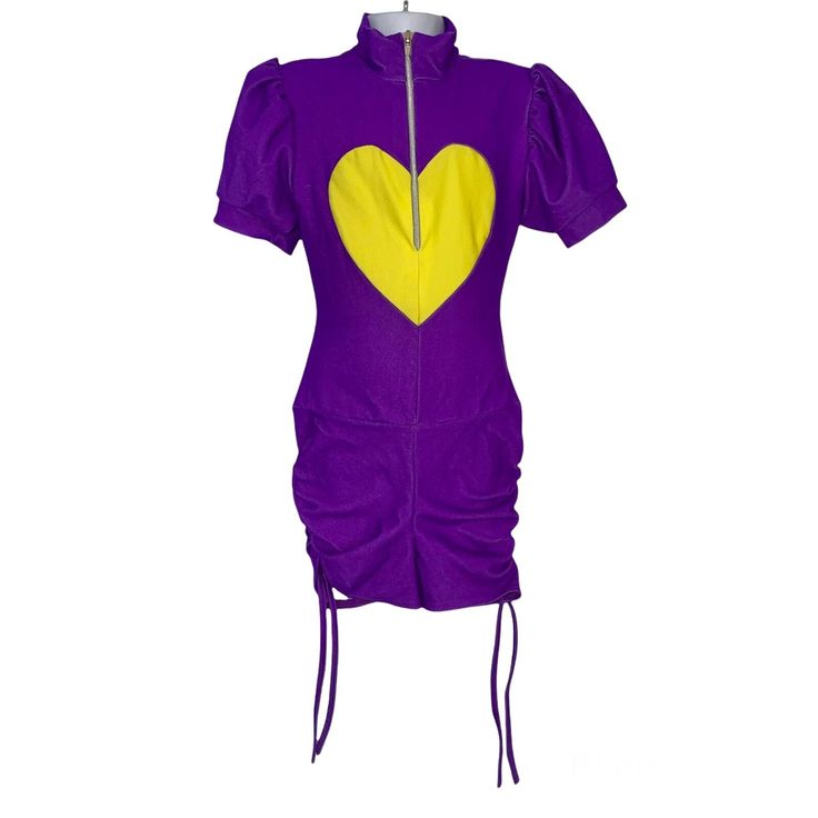 Kelle Child Dance Costume M Purple Biketard Yellow Heart with a Glove Solo Jazz Lot 2 Only has ONE Glove Brand: Kelle Made in USA Hand Wash Imported Materials  75% Polyester, 20% Nylon, 5% Spandex  Measurements Armpit to Armpit: 11" Shoulder to Shoulder: 12" Length: 25" About Me: Be Sure to check out Our Other Items in our Ebay store and sign up for our Newsletter to see our newest listings! Yellow Heart, Dance Costume, Dance Costumes, About Me, Athletic Tank Tops, Ebay Store, Gloves, Sign Up, Hand Wash