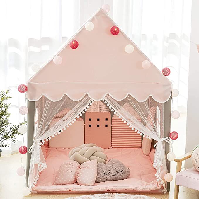 Large Playhouse, Fairy Tent, Girls Tent, Play Castle, Toddler Tent, Indoor Tents, Kids Castle, Indoor Playhouse, String Ball Lights