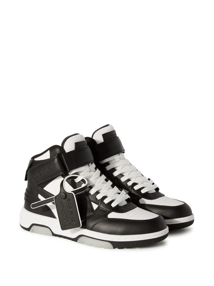 Off-White Out Of Office "OOO" Sneakers - Farfetch Off White Out Of Office, Office Sneakers, Play Comme Des Garcons, Round Toe Sneakers, Mid Top Sneakers, Out Of Office, Dyeing Process, Leather Design, Rick Owens