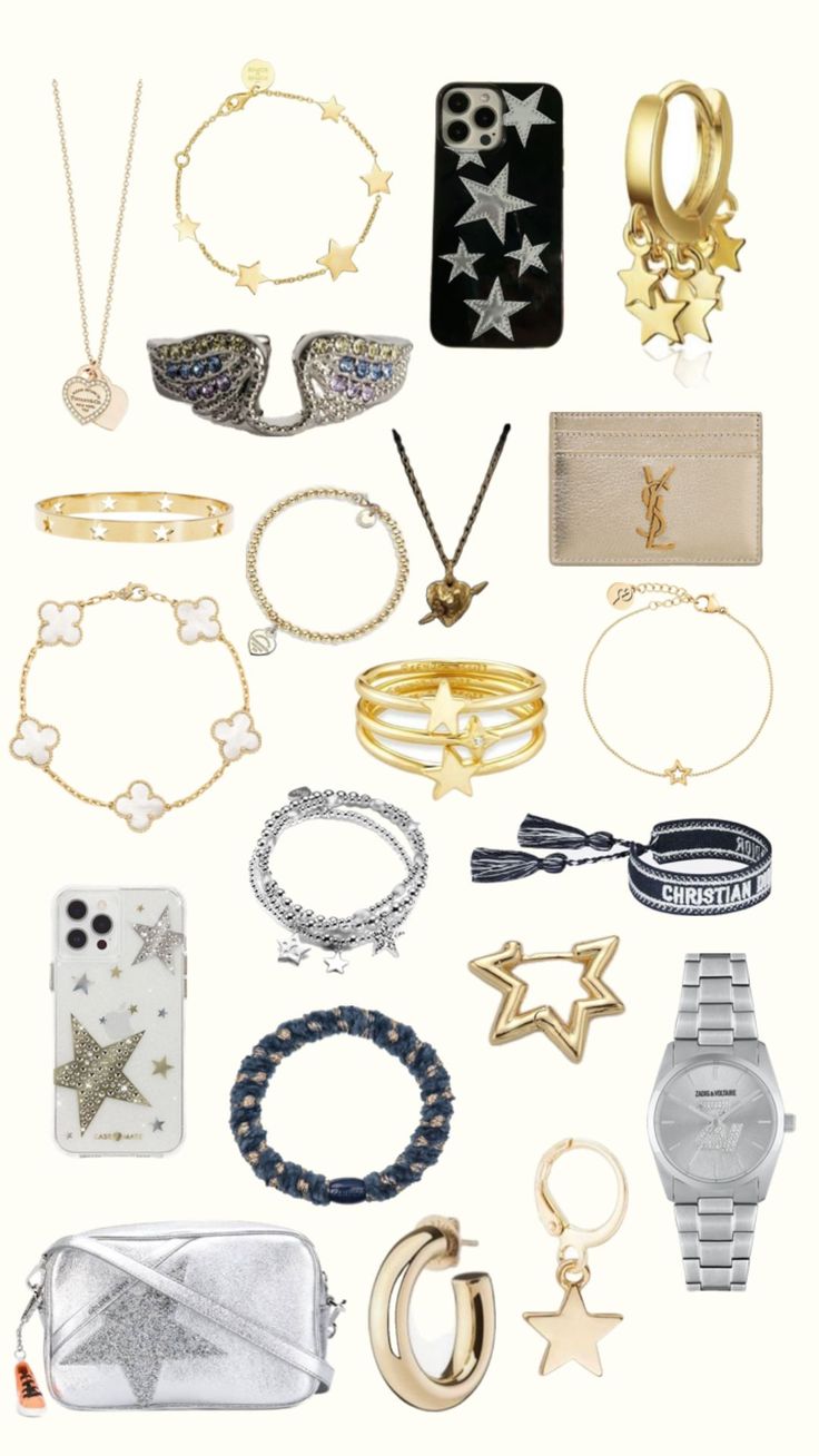 many different types of bracelets and rings are shown in this collage with the same items