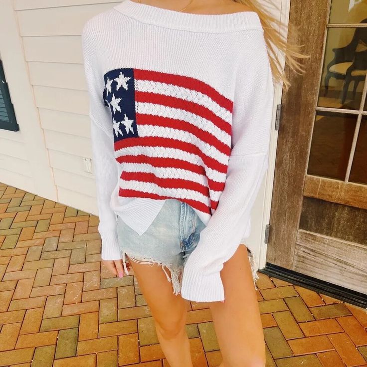 Preppy American Flag Sweater