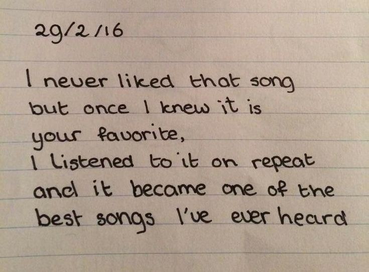 a note written to someone about their song