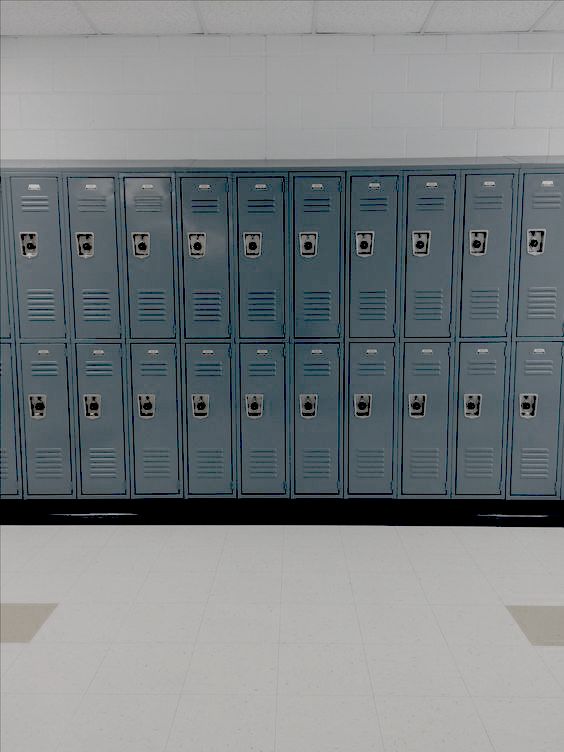 a row of blue lockers in a room