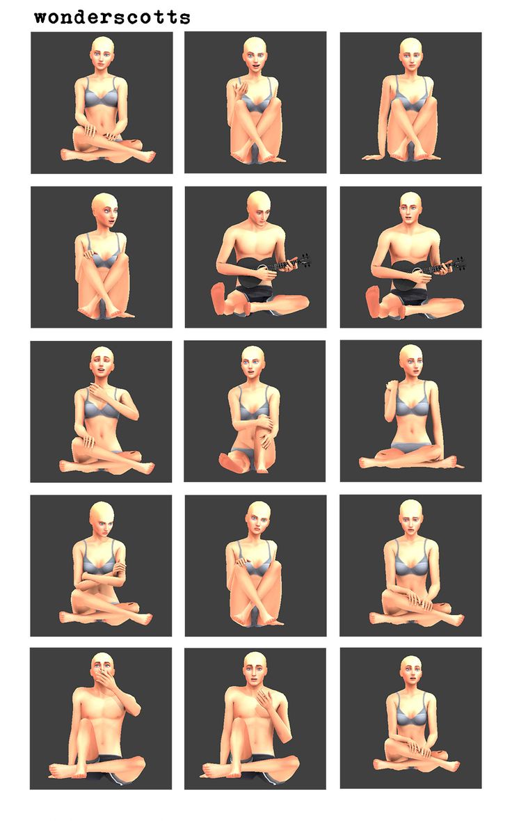 multiple images of female mannequins sitting in different positions