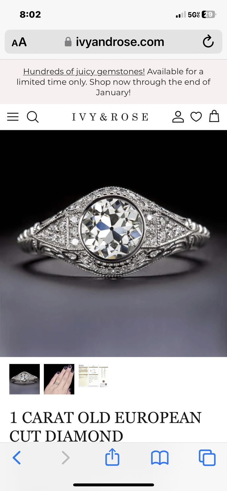 an old european diamond ring is on sale