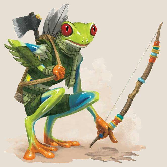 a cartoon frog with an arrow and bow